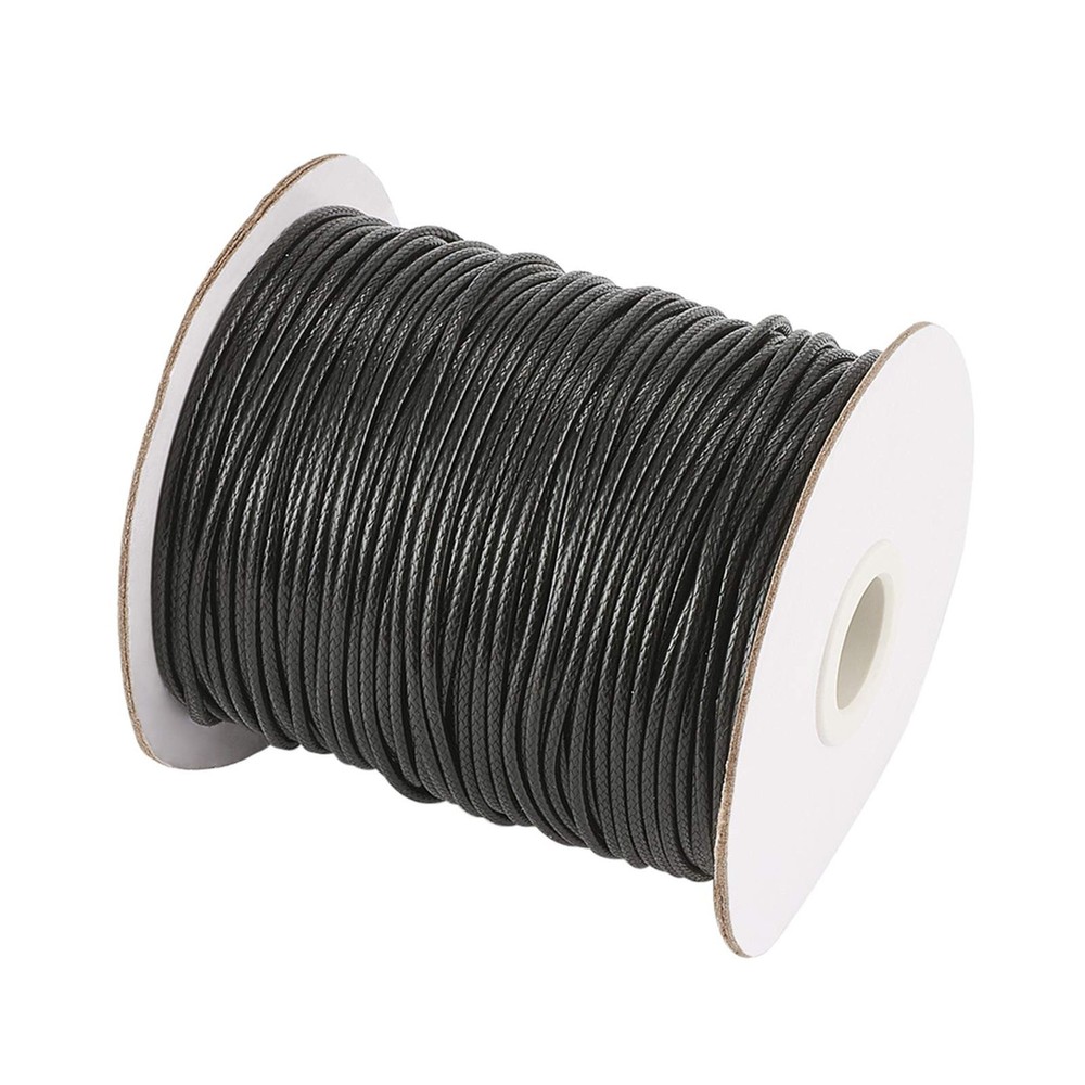 Craftdady 90 Yards 2mm Black Waxed Polyester Cord Braided Thread 2mm,