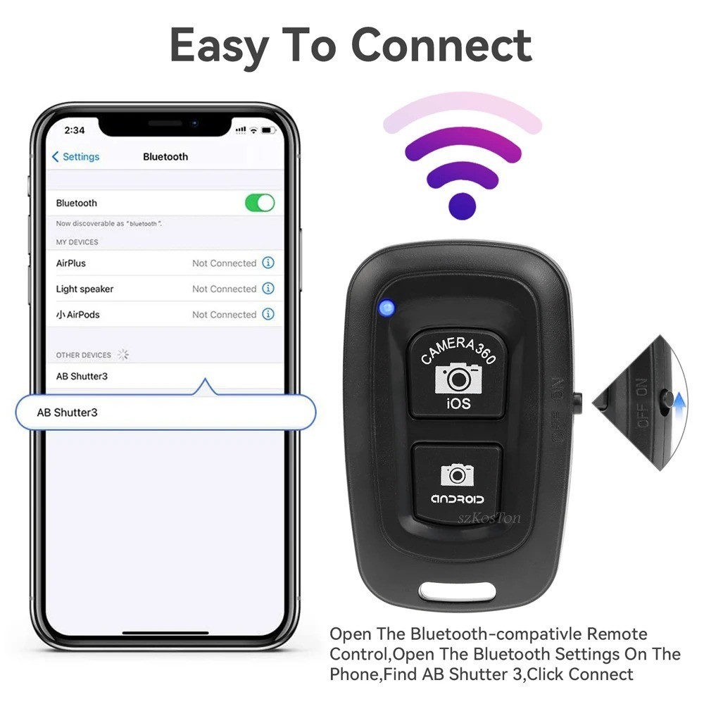 Remote Shutter Release for Phone Wireless Bluetooth-compatible Control