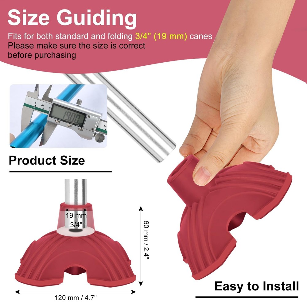 Cane Tips, Self Standing Quad Base Replacement for Walking and Folding Canes,...