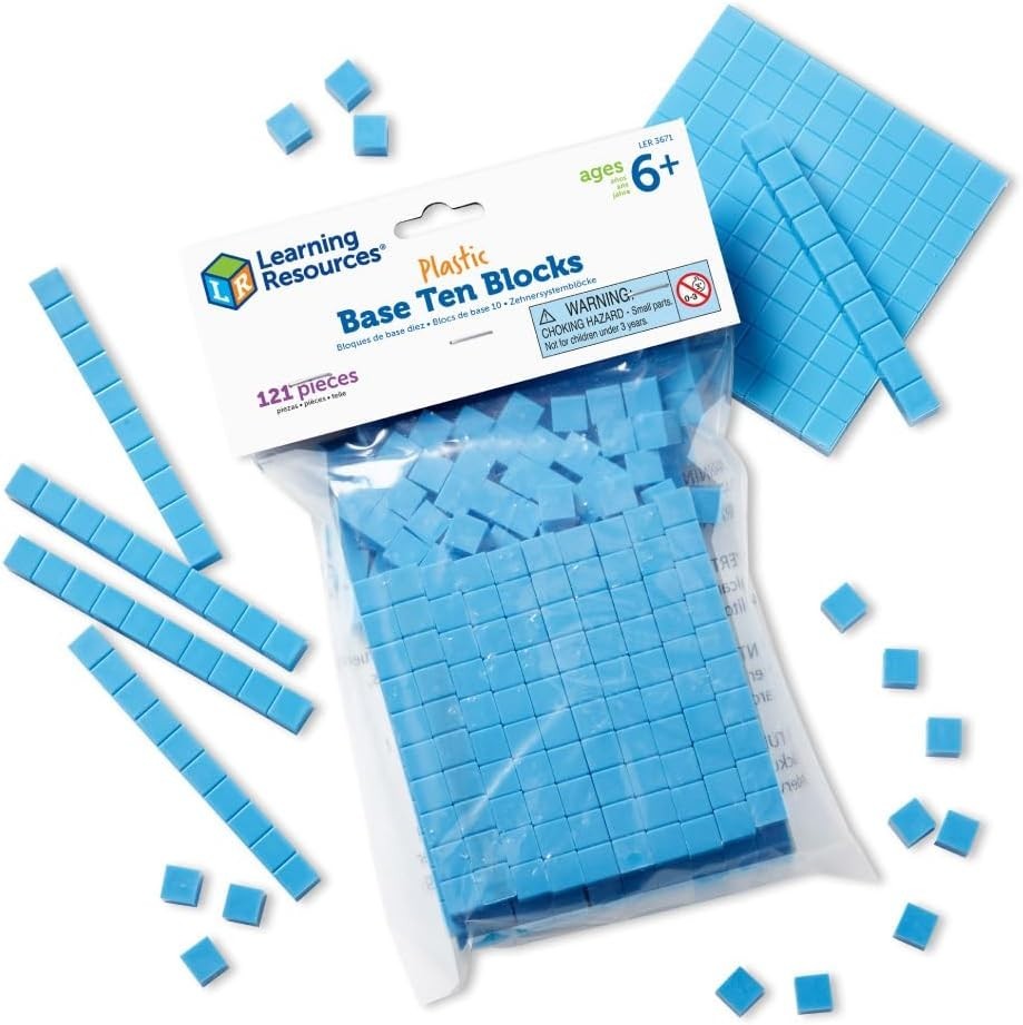 Base Ten Blocks Game Pack - 121 Pieces for Interactive Learning and Fun, Ages 6+
