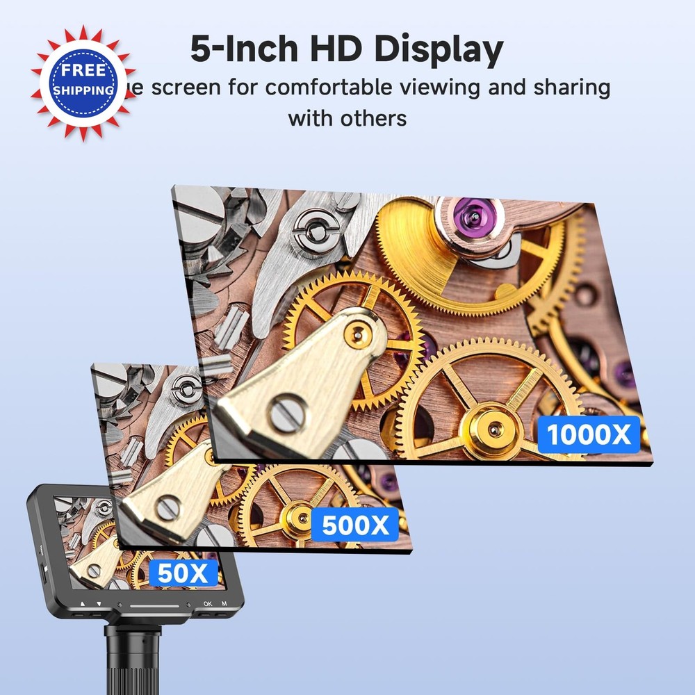 Aikokkl 5 LCD Digital Microscope 1000X Magnification Soldering for Electronics