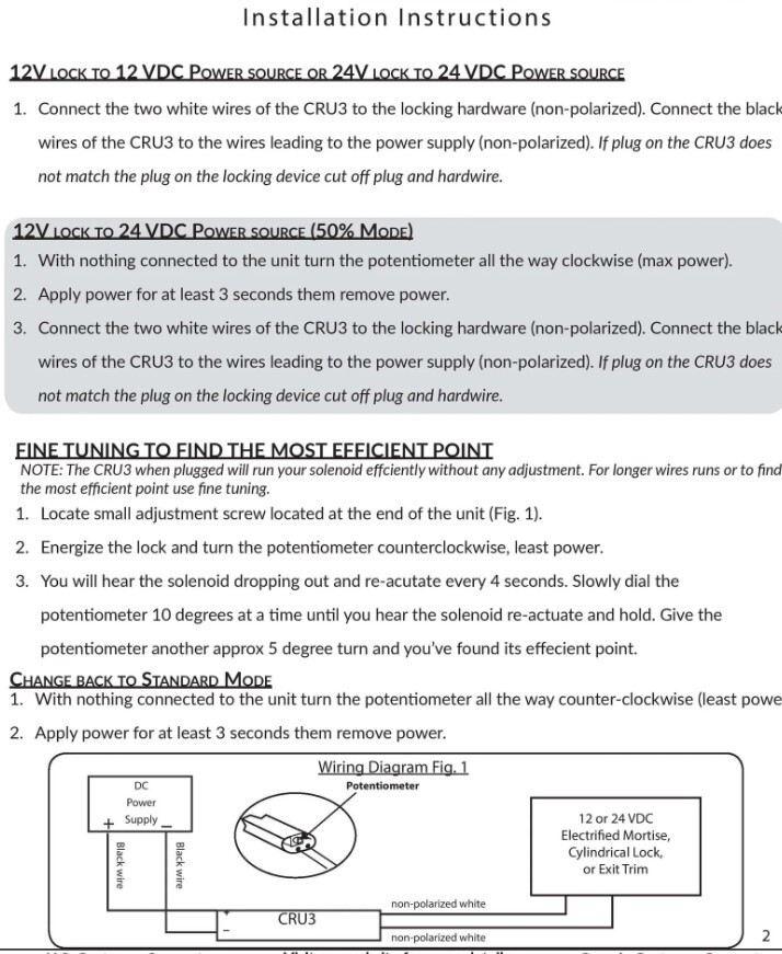 Command Access CAT CRU-3 Current Reduction Unit Mortise Cylindrical Locks