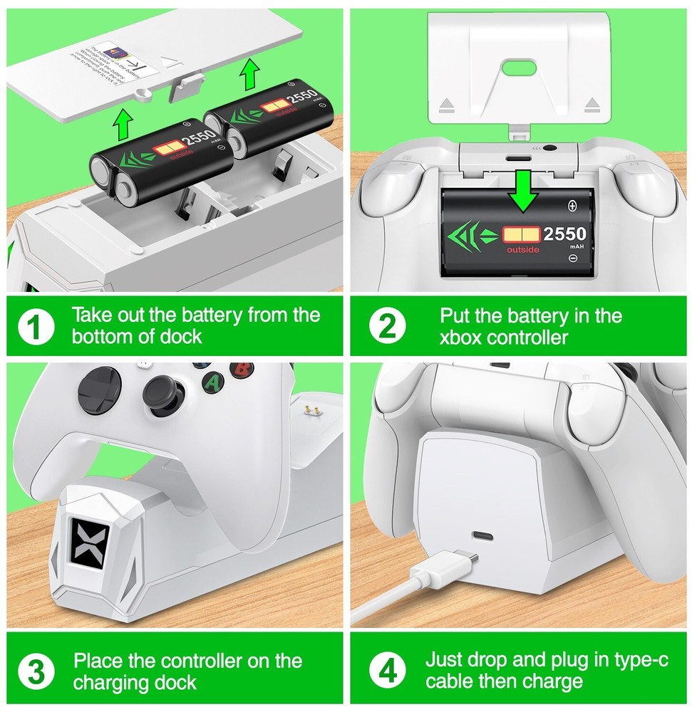 Rechargeable Battery Pack+Charging Dock For Xbox One Xbox Series X S Controller