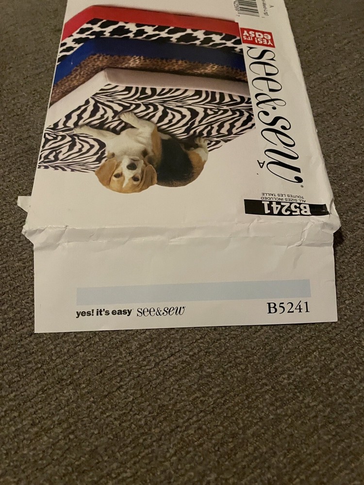 McCalls See Sew B5241 Pet Bed Sewing Pattern Crafts Small Medium Large