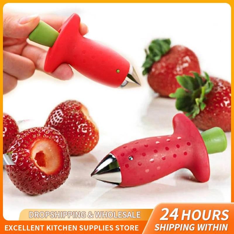 Strawberry Slicer & Huller – Easy Fruit Corer & Leaf Remover Kitchen Tool