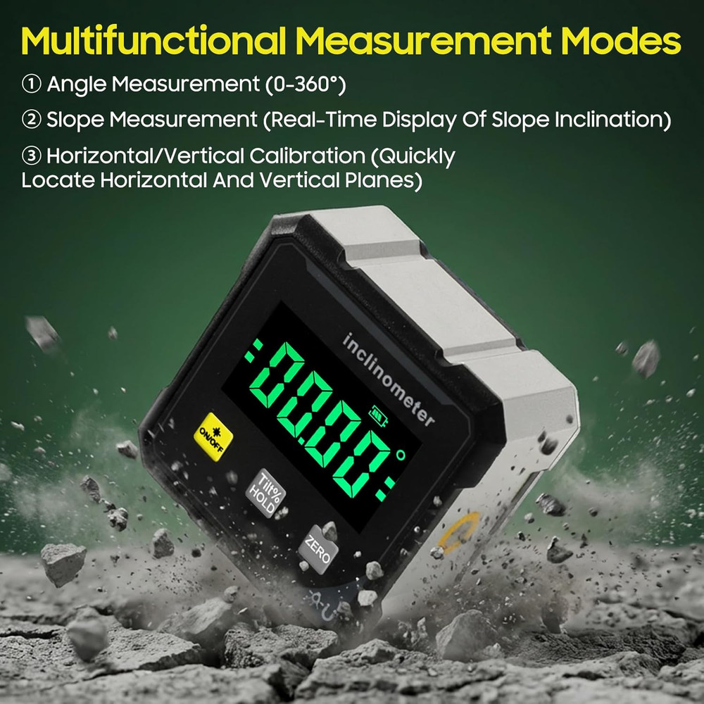 Digital Angle Finder Protractor Tool, 4×90° High Accuracy Measuring Tool with La