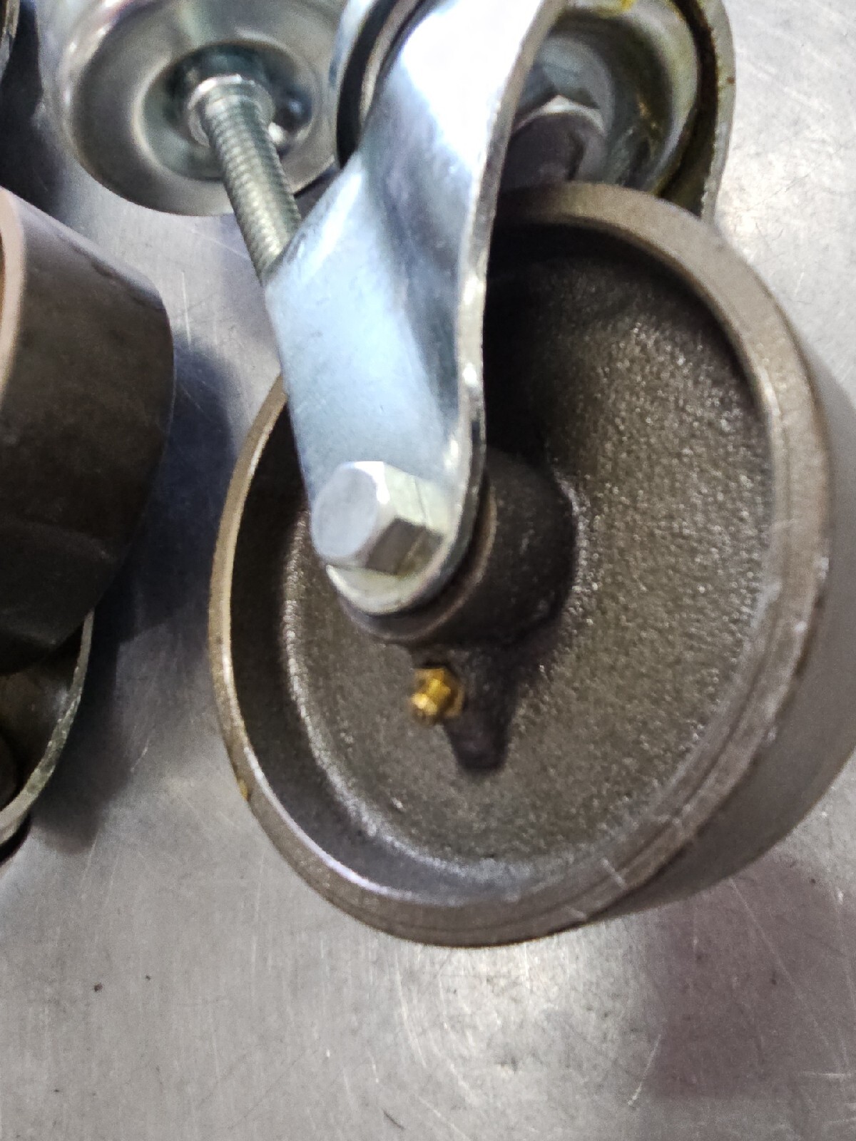 (4pc) 4 Inch Steel Wheel Swivel 1/2"-13 Threaded Stem Caster (new)