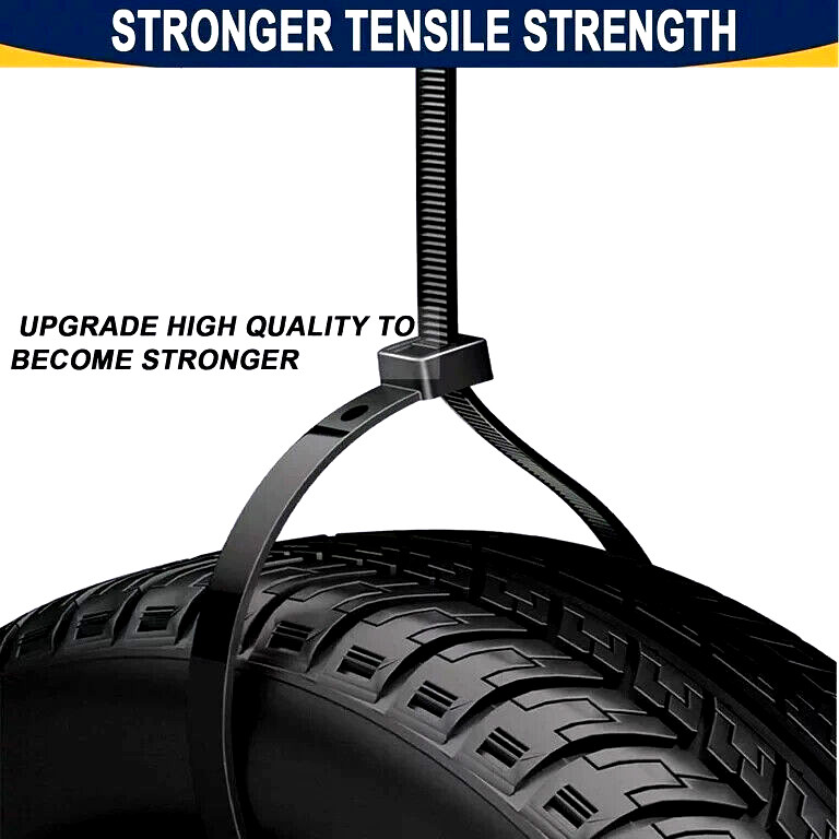 100~LARGE 36" BLACK CABLE ZIP TIES Heavy Duty UV Resistant UL 6/6 Nylon