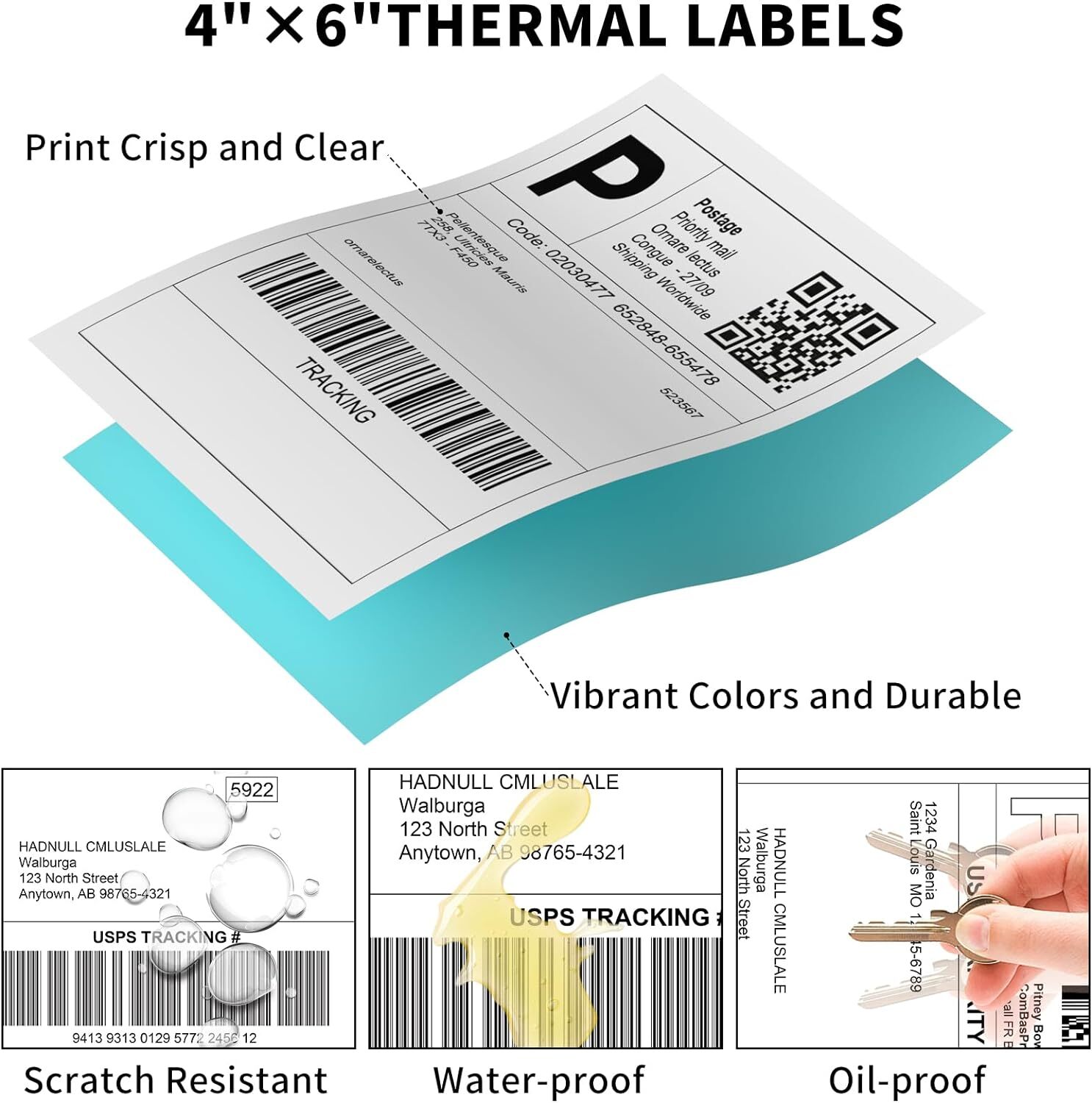 500/1000 4"x6" Fanfold Direct Thermal Shipping Labels for Zebra & Rollo Printers
