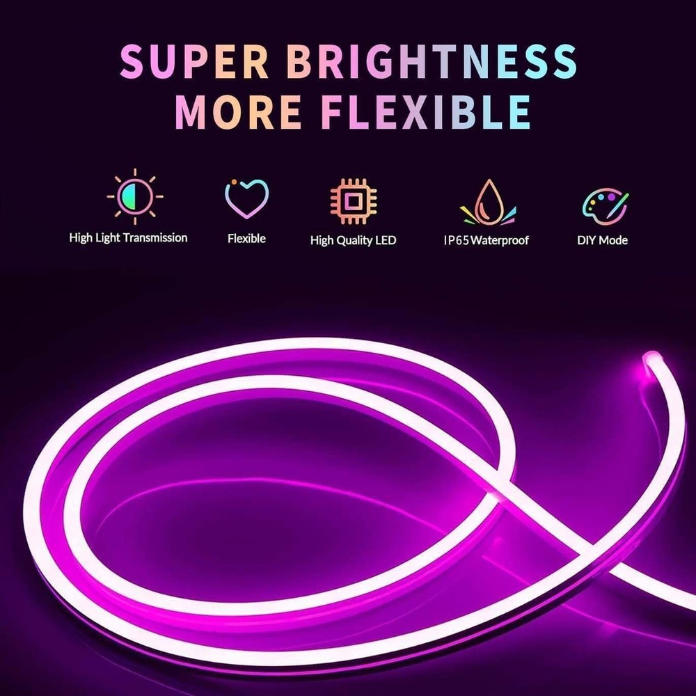 Waterproof 32.8ft LED Neon Rope Lights - Energy-Efficient Decor Solution