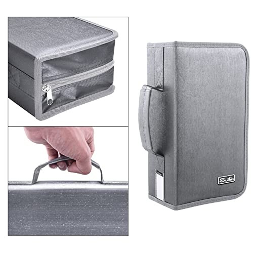 CD Case DVD Storage Holder, CD/DVD Case Wallet 128 Capacity Black binder Silver