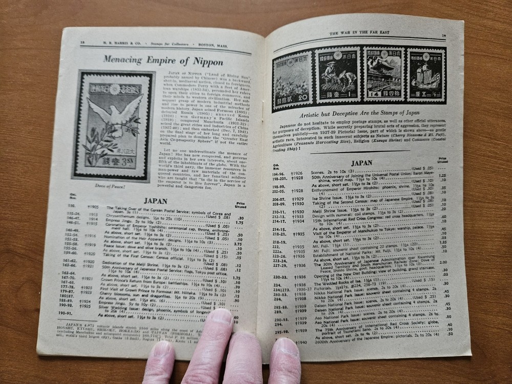 The War In The Far East: A Catalog For Stamp Collectors 1945 Booklet
