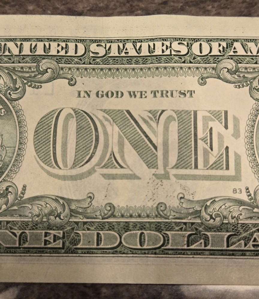 2021 wet Ink Transfer Error 1 Dollar US Bill Note