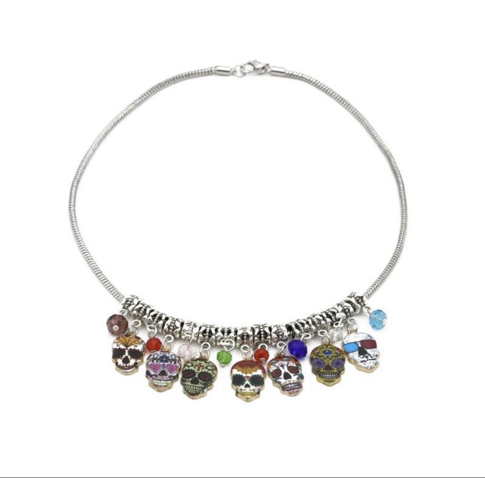 Agate sugar skull bracelet