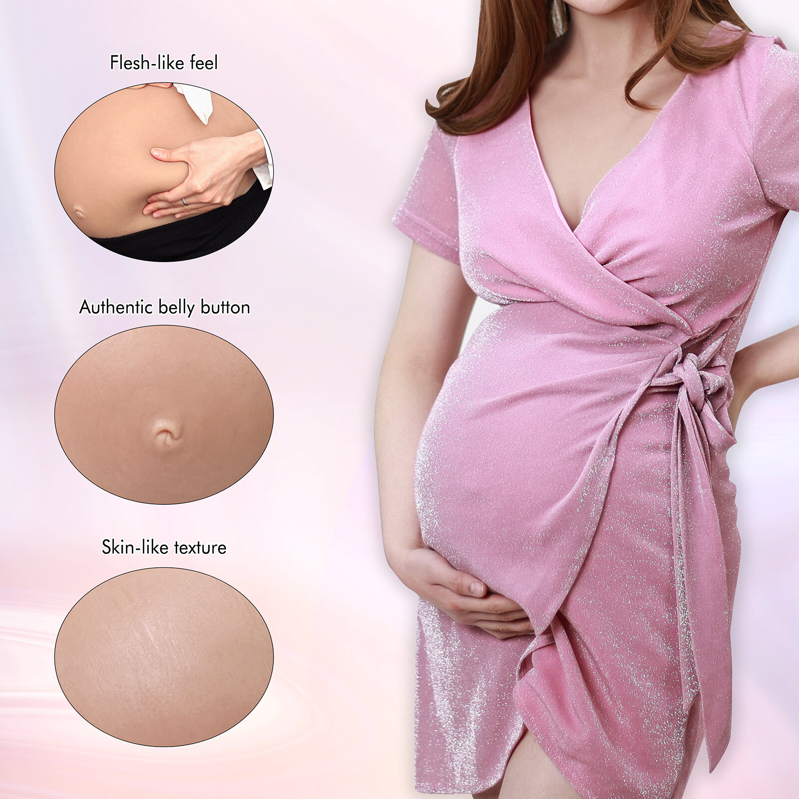Roanyer Silicone Pregnant Belly Fake Belly Bump Twins For Crossdresser Cosplay