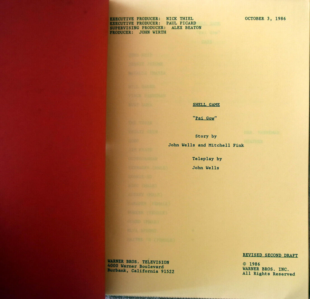 6 Original Shell Game Screenplays, Scripts Including Pai Gow, Dead Wrong....