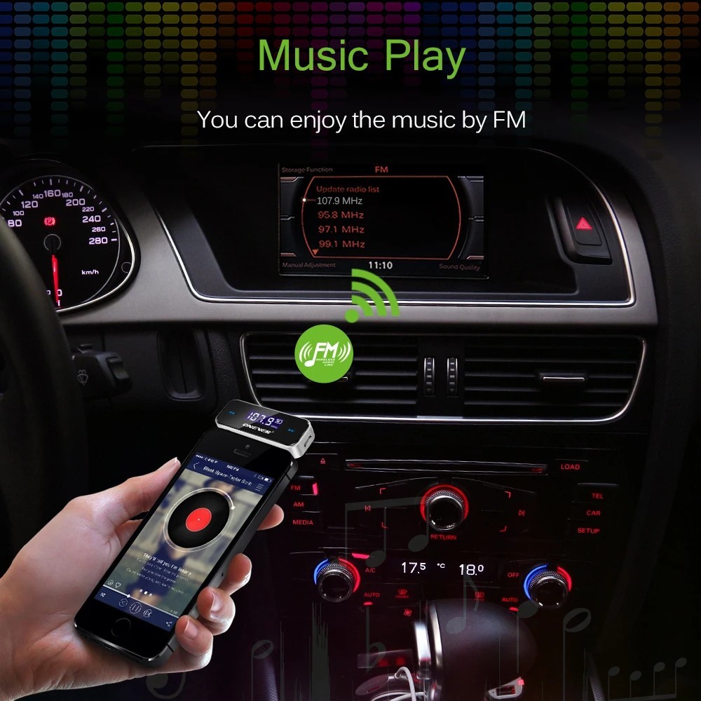 Wireless 3.5mm FM Transmitter For Car Aux MP3 MP4 IPOD iPhone Hands Free