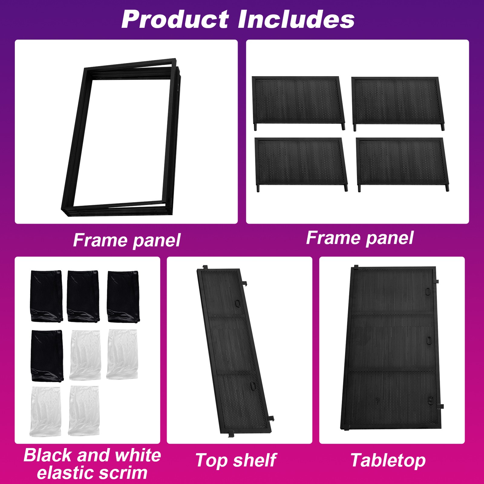 DJ Table Stand Adjustable Booth Facade w/Travel Bag Scrims +Built in Flat Table-