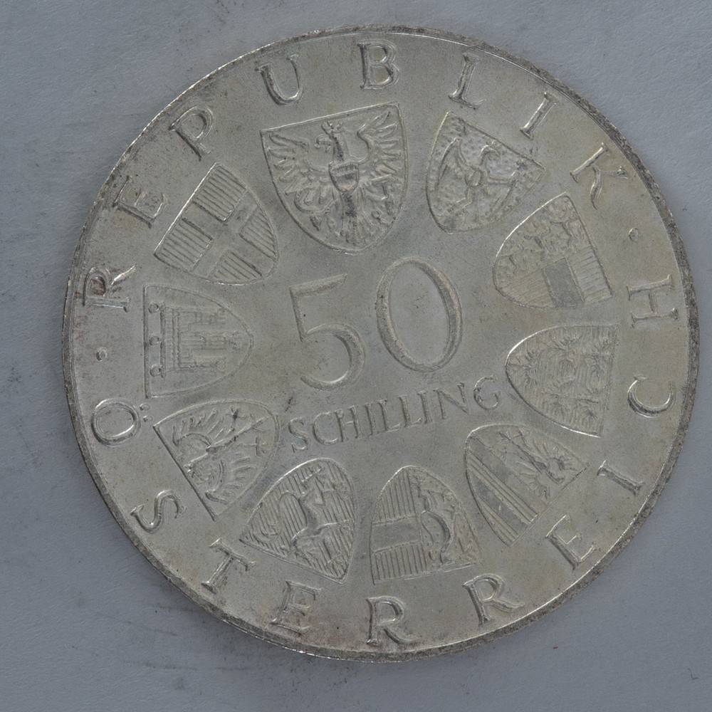 1974 Austria 50 Schilling Broadcasting silver coin Austrian Mint