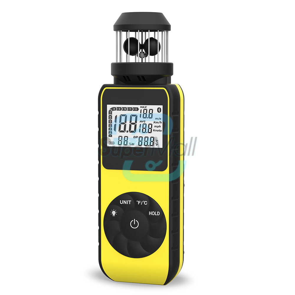 Digital Cup Anemometer Compass Measure Wind Speed Temperature 360°w/Backlight-