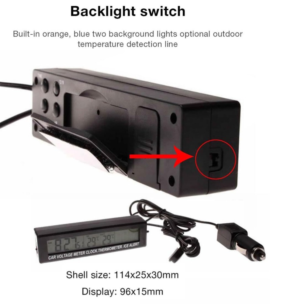 3 In1 Car Digital LCD Clock Time+Temperature+Voltage Digital Dashboard Clock