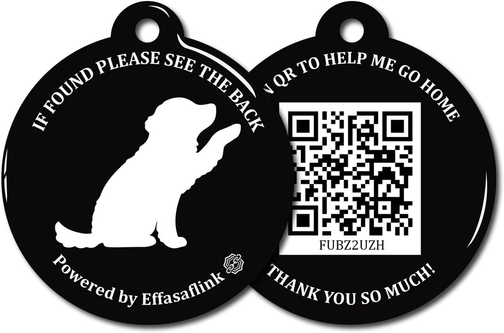 RFID 134.2Khz & QR Code Pet ID Tag, Collar Tag, Dual Function - Scan QR for Help