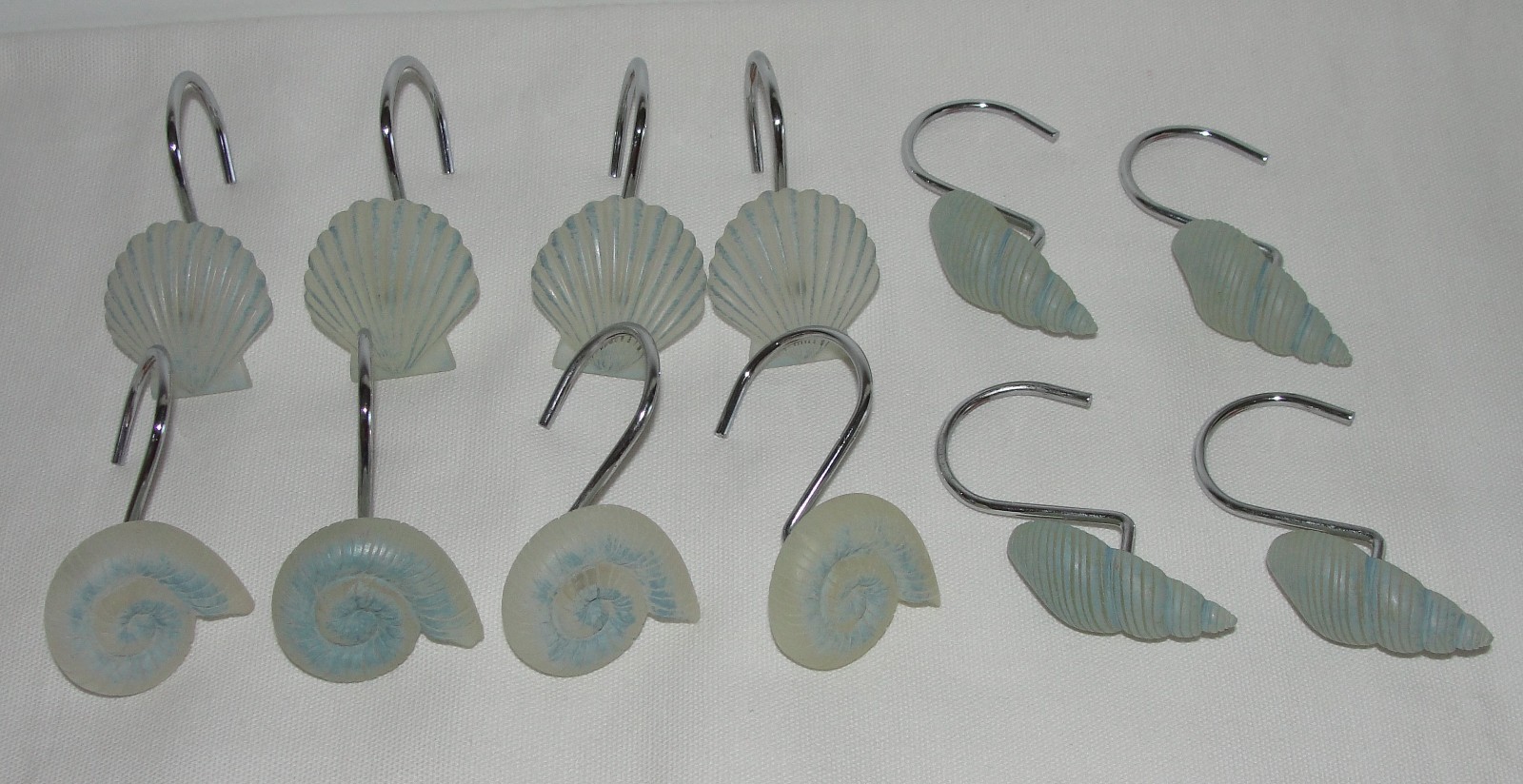 Seashell Shower Curtain Hooks Nautical Beach Ocean Shells Set of 12 Pre-owned*