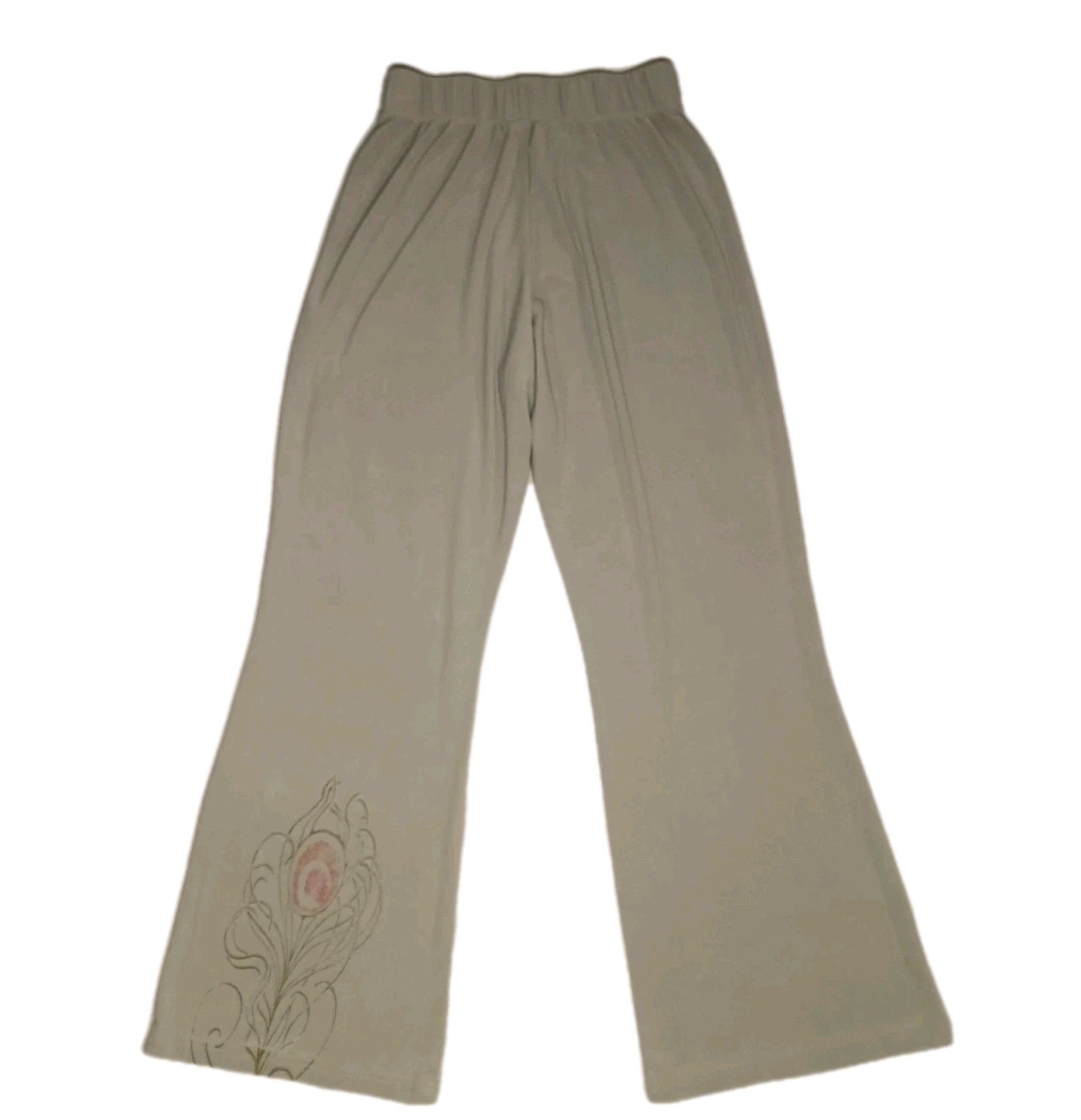 Vintage Staley Gretzinger Art to Wear Pants S Green HandPainted Peacock Feathers