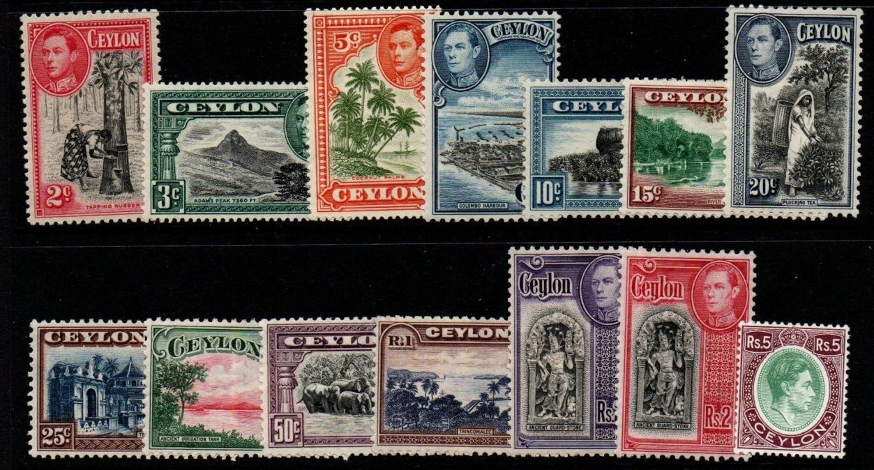 CEYLON SG386/97a 1938-49 DEFINITIVE SET MTD MINT