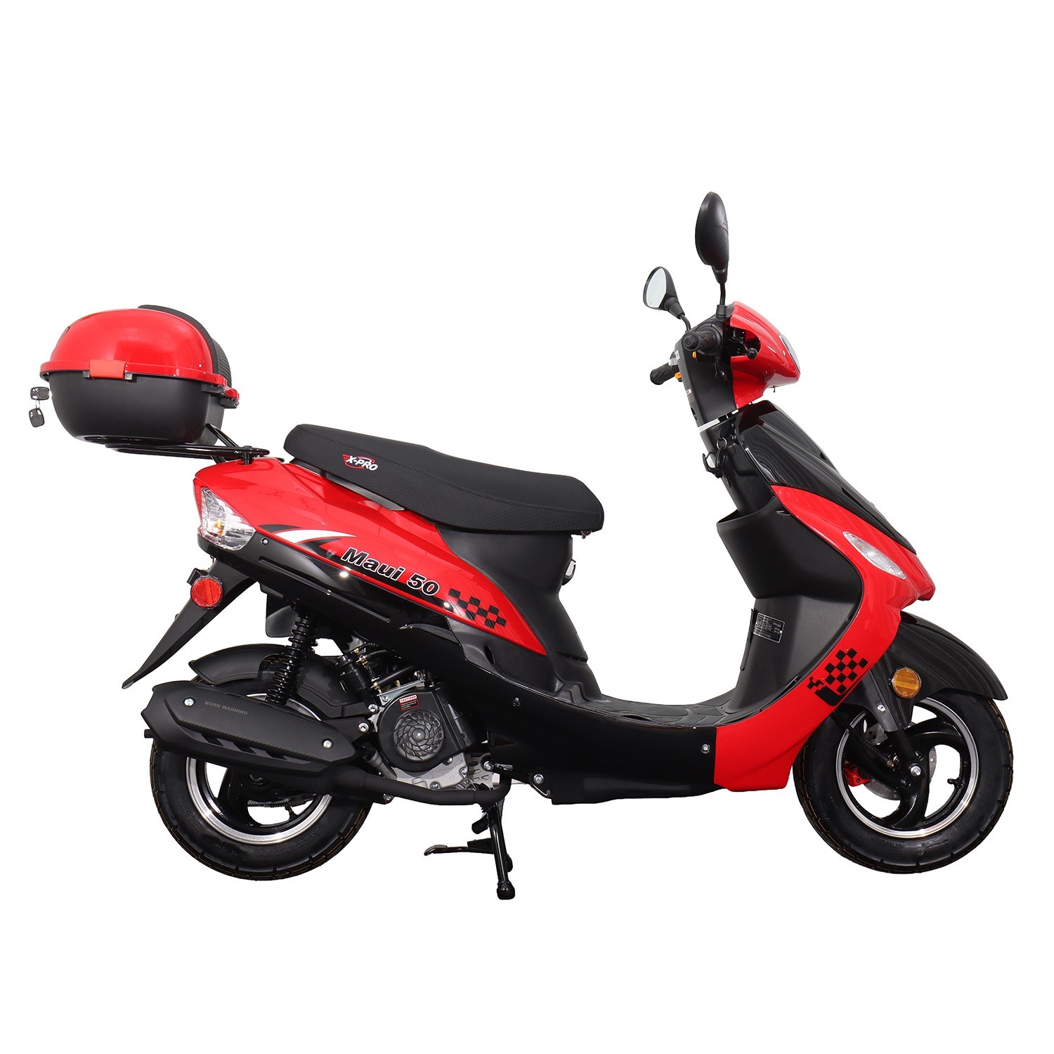 X-PRO Maui 50cc Gas Scooter Moped with 10" Aluminum Wheels, Electric/Kick Start