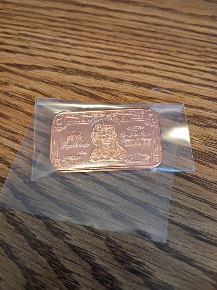 1 OZ PREMIUM COPPER INDIAN CHIEF BAR