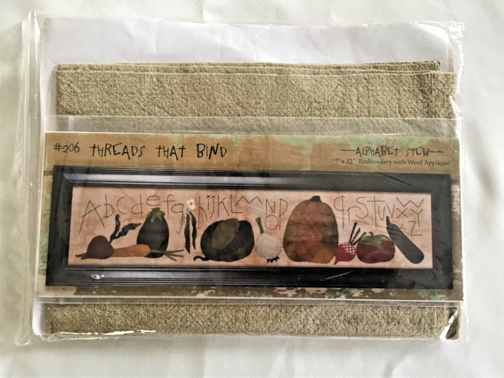 Threads That Bind "Alphabet Stew" Wool Applique Embroidery Kit #206 Complete