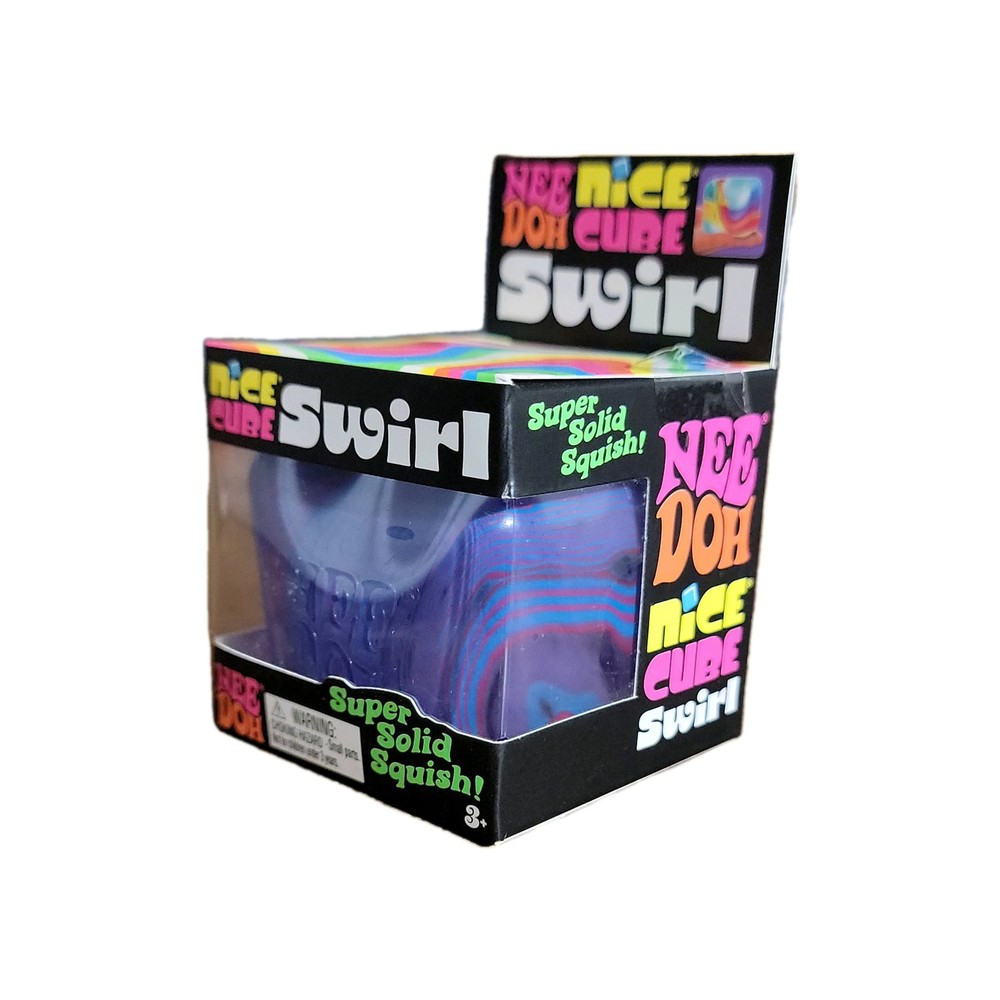 PURPLE BLUE Schylling NeeDoh Nice Cube Swirl. Super Solid Squish AUTHENTIC