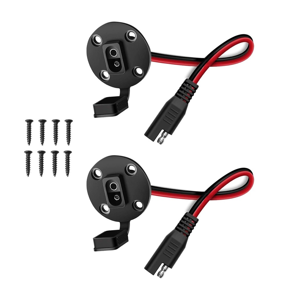 SAE Power Socket Sidewall Port Solar Cable Quick Connect Panel 12AWG 2Pcs