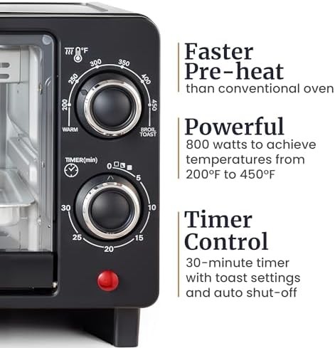 4 Slice Toaster Oven Bake Broil 30 Minute Timer