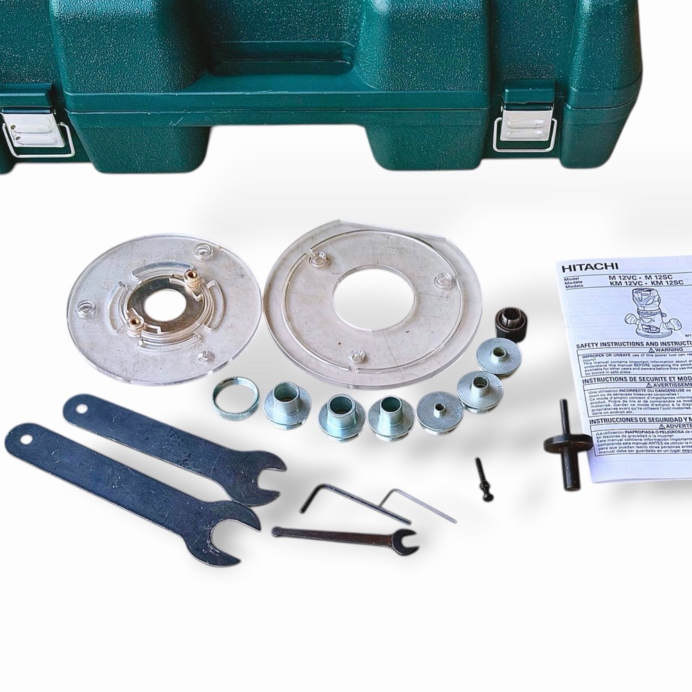 EX+ HITACHI M12VC 1/2” 1/4” VARIABLE SPEED FIXED BASE ROUTER W/PLUNG & CASE #23