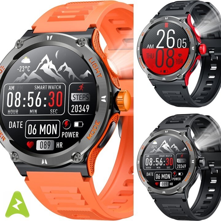 Smartwatch Men  1.53" Round Touchscreen Waterproof Compatible with Android & iOS