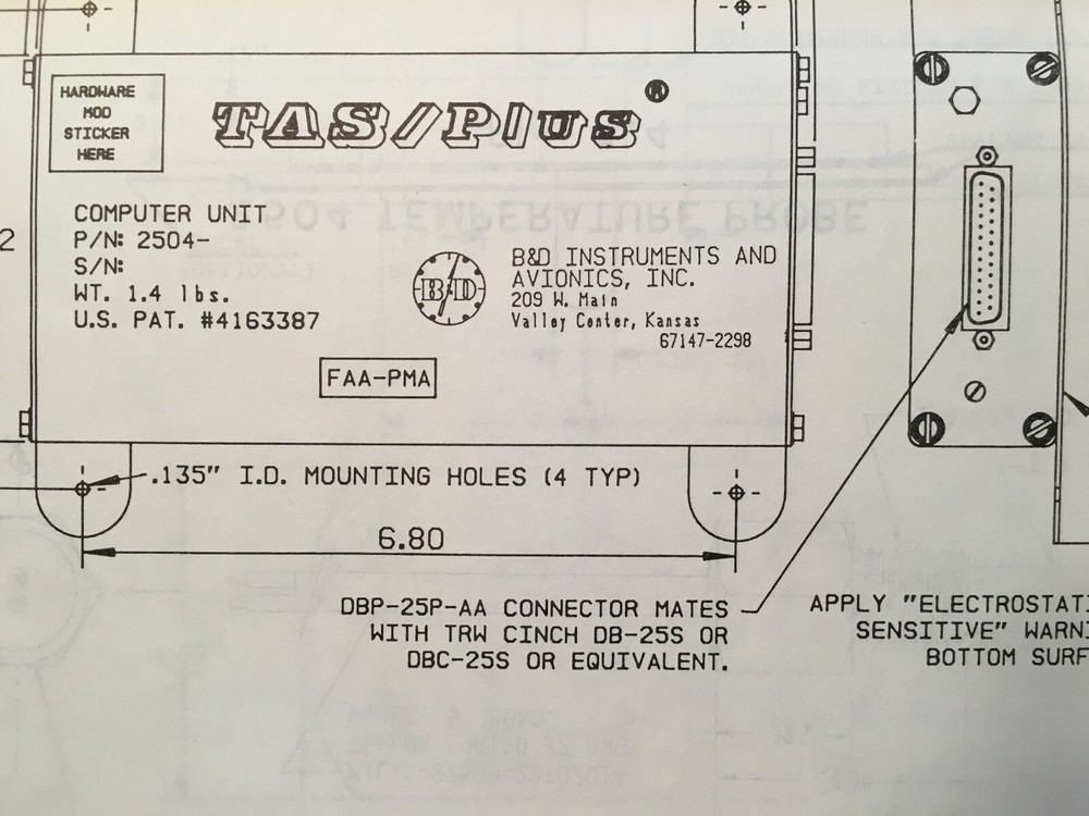 B & D Instruments TAS/Plus Model 2504 Install Manual