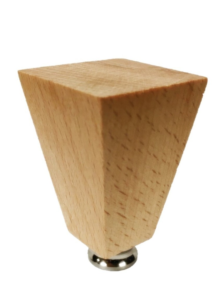 Lamp Finial-SOLID BEECH WOOD TAPERED RECTANGLE-W/Dual Thread Base-Satin Nickel