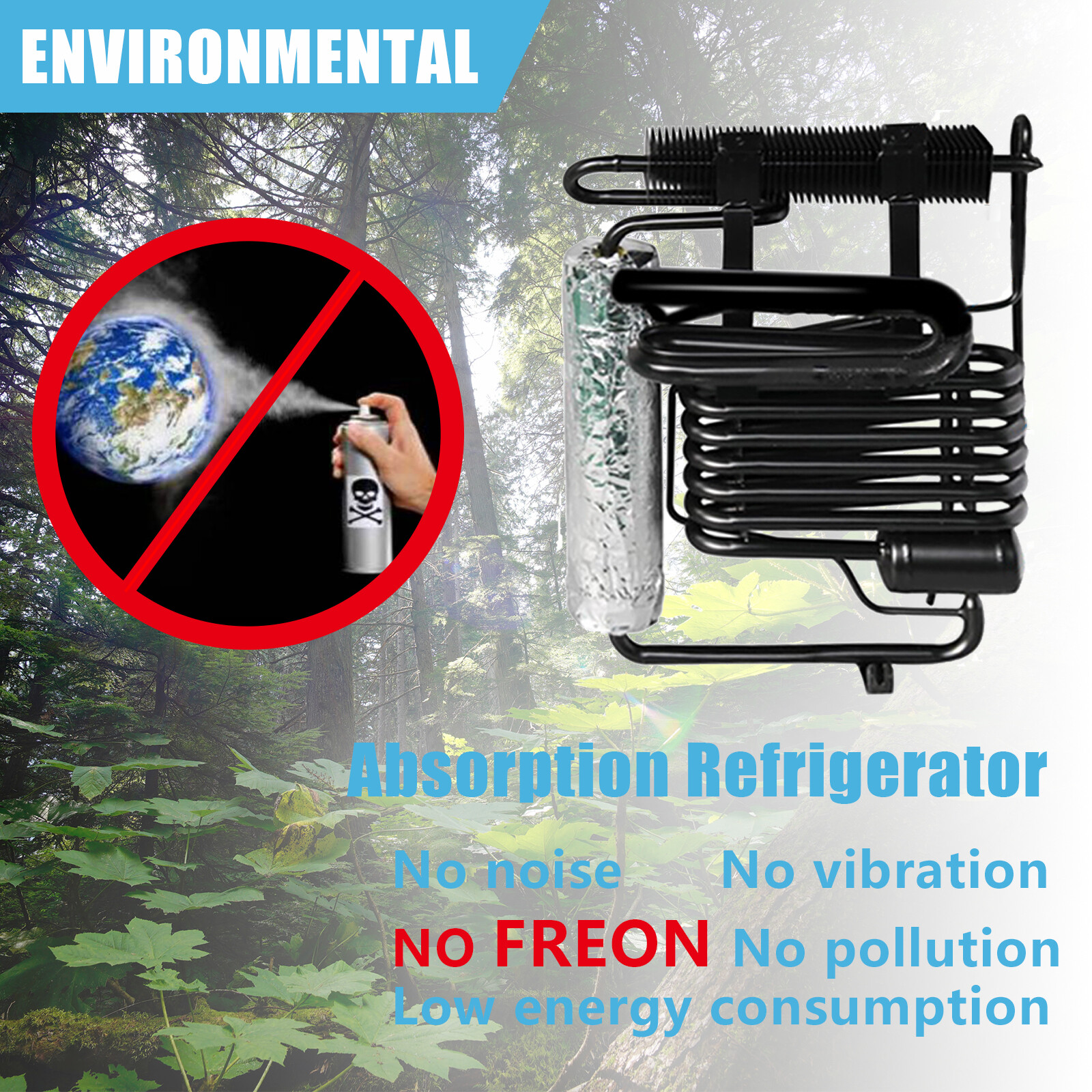 Smad Propane Fridge LPG 12V 3 Way 2.1 Cu.ft Outdoors Refrigerator Camping, RV