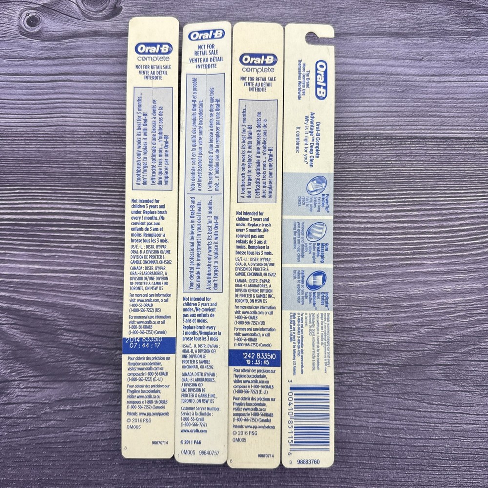 4x Oral B Complete Deep Clean Manual Toothbrush Bristles Soft / Medium