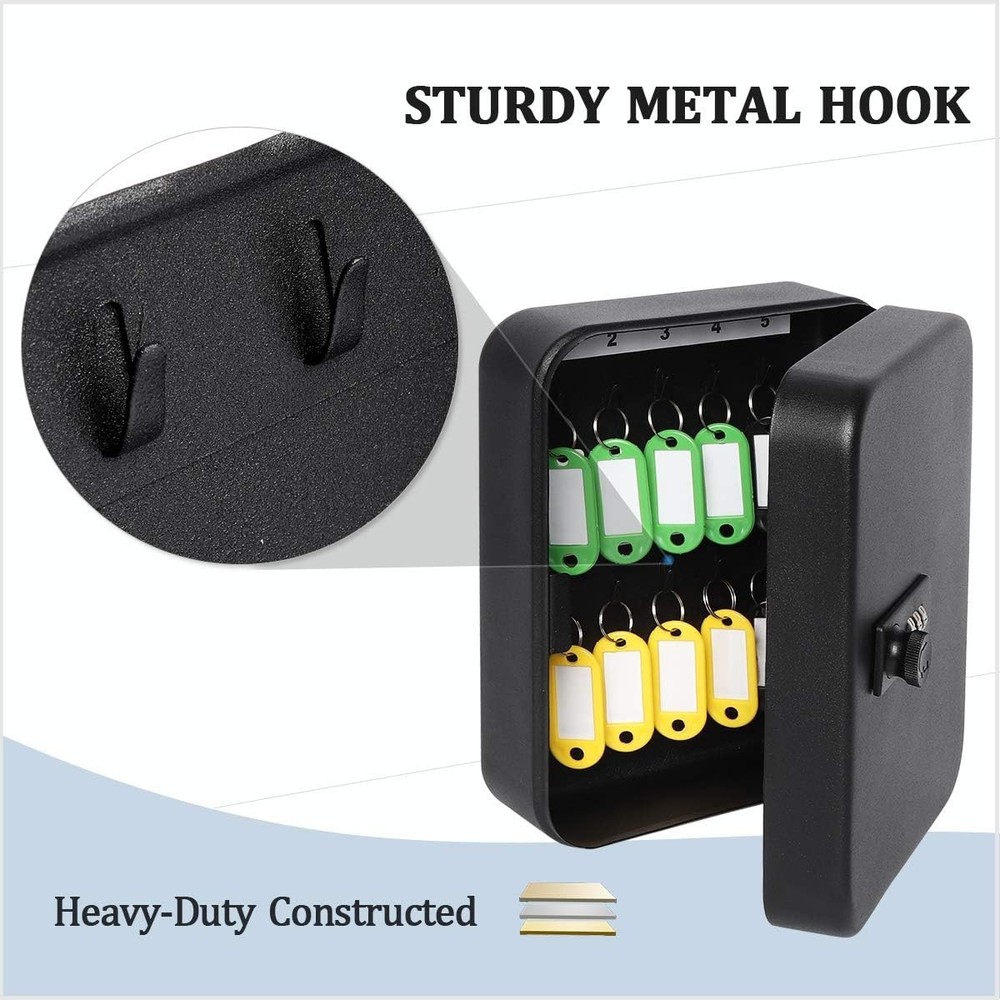 20-Key Wall Mount Metal Storage Lock Box with Code Security Cabinet