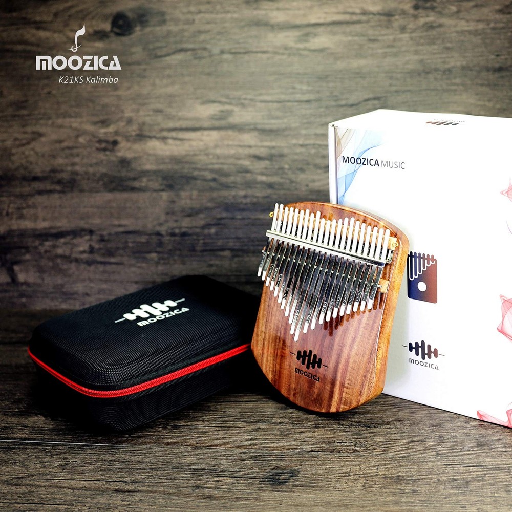 21 Keys Solid Koa Kalimba Thumb Piano, Single Solid Wood Flat-board Professio...