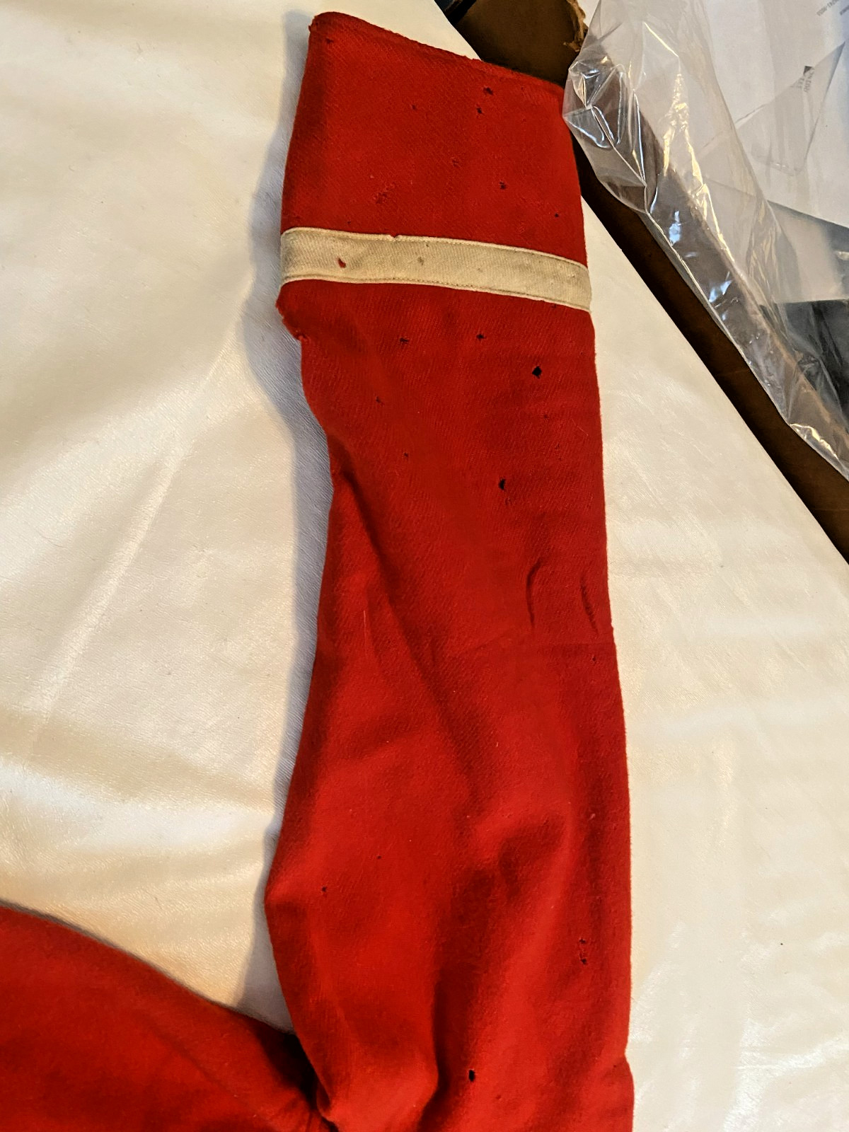 RARE FIND! 1880'S HEAVEY RED WOOL BASEBALL BIB TOP OR FIREMAN BIB TOP-CA7 LOGO