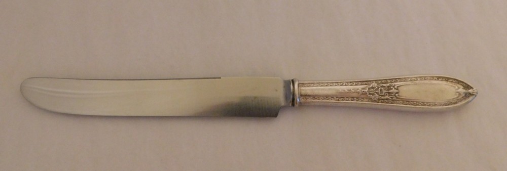 1 Dinner Knife - Silver Plate - Leaf, Flower, Vine, Scrolls Pattern #P189