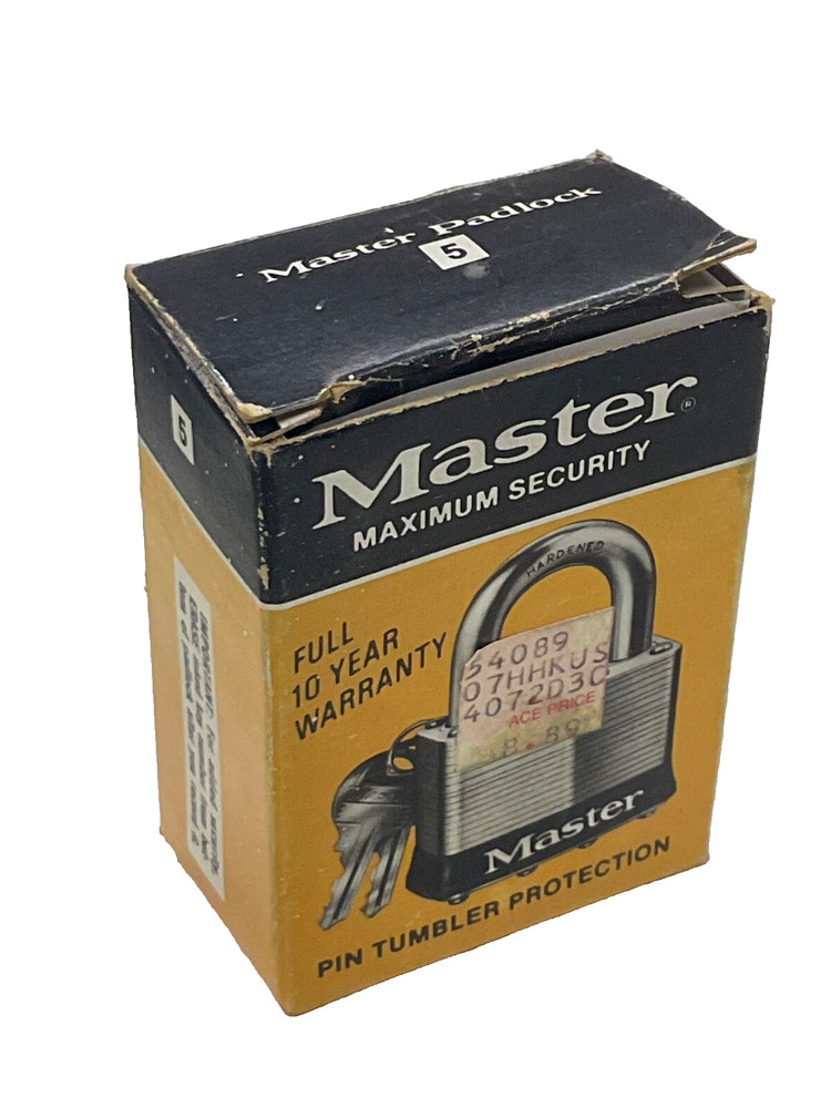 NOS! MASTER No. 5 PADLOCK w/ (2) KEYS