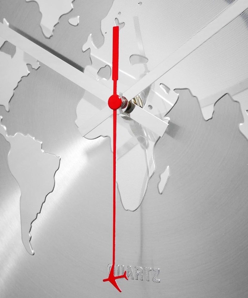 ARCHI Monde – World Map Wall Clock Silver