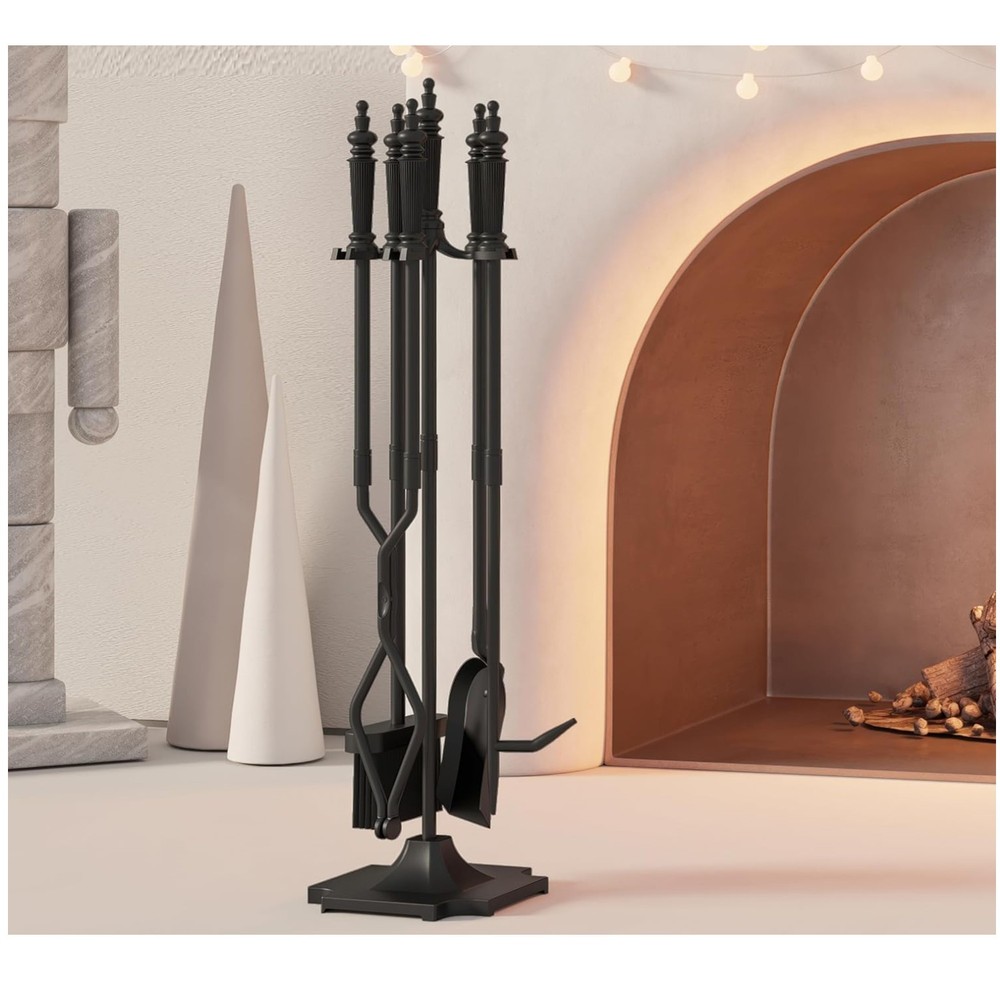 Versatile Cast Iron Fireplace Accessories Set - Includes Stand and Tools