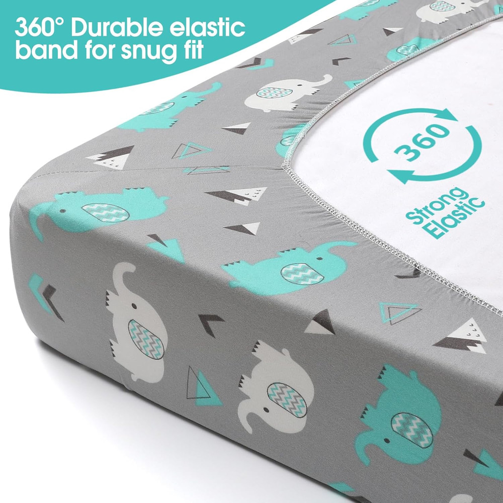 Pack N Play Sheets, 2 Pack Mini Crib Sheets,Stretchy Portable Fitted Playard Sh