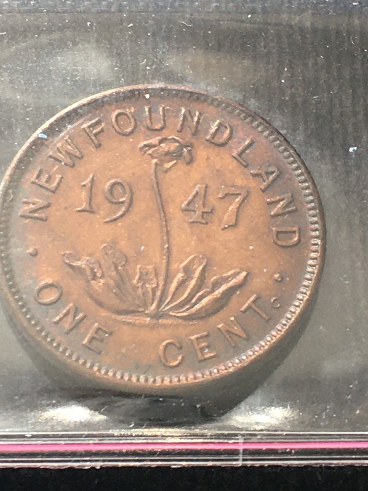 1947c CCCS Graded, Newfoundland Small One Cent, **MS-60**